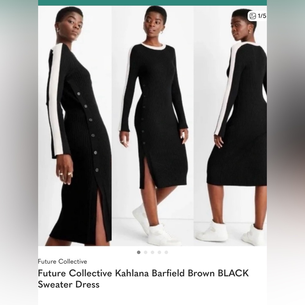 Future Collective Kahlana Barfield Brown BLACK Sweater Dress New With Tagq